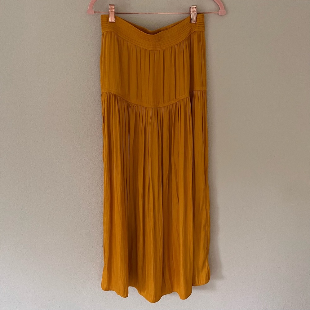 Rachel Zoe Maxi Skirt Size Small Gold‎ Mustard Jewel Tone Tiered Boho Holiday